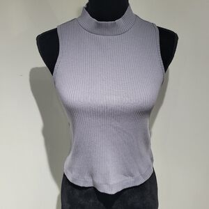 Old Navy Women's Sleeveless Ribbed Mock Neck Top Medium Purple Casual Basics